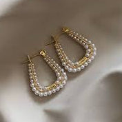 Triangle of Pearls Hoops