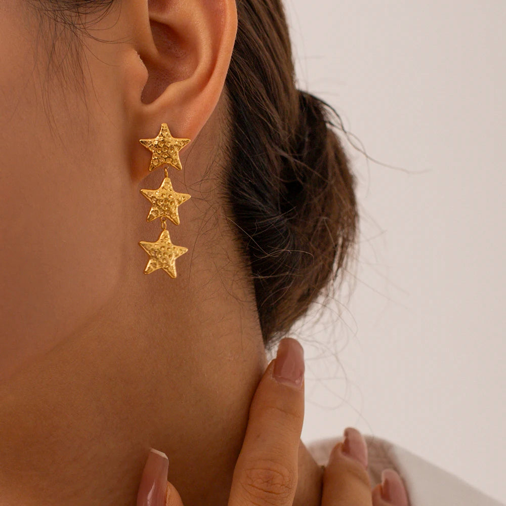 Triple Starfish Earrings