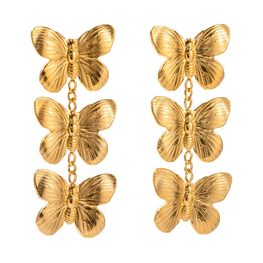 Triple Butterfly Earrings