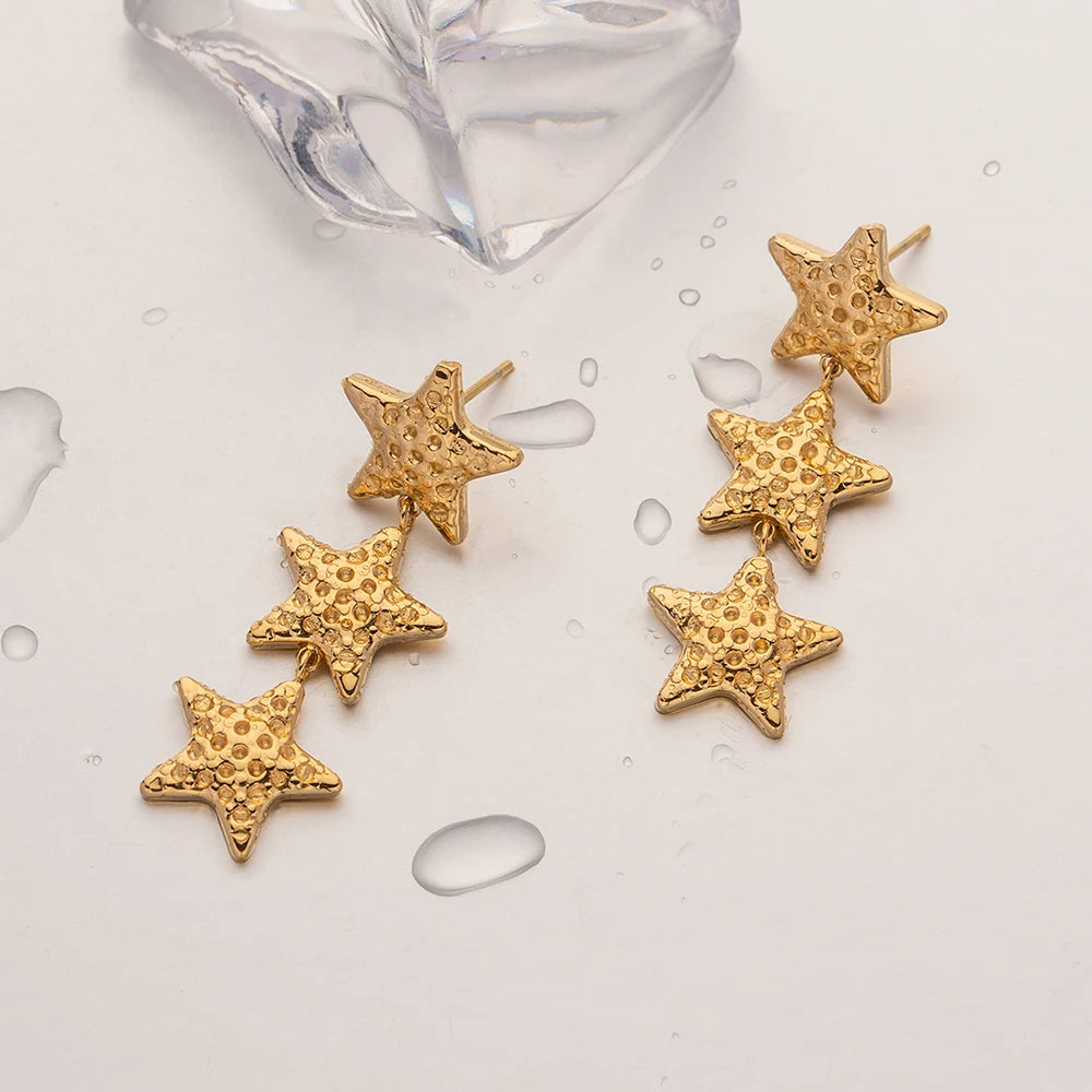 Triple Starfish Earrings