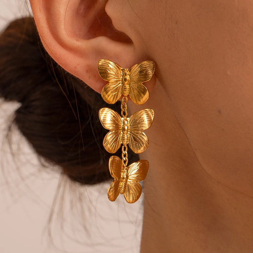 Triple Butterfly Earrings