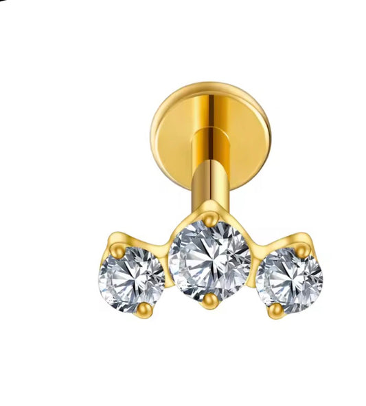 Triple CZ Stud