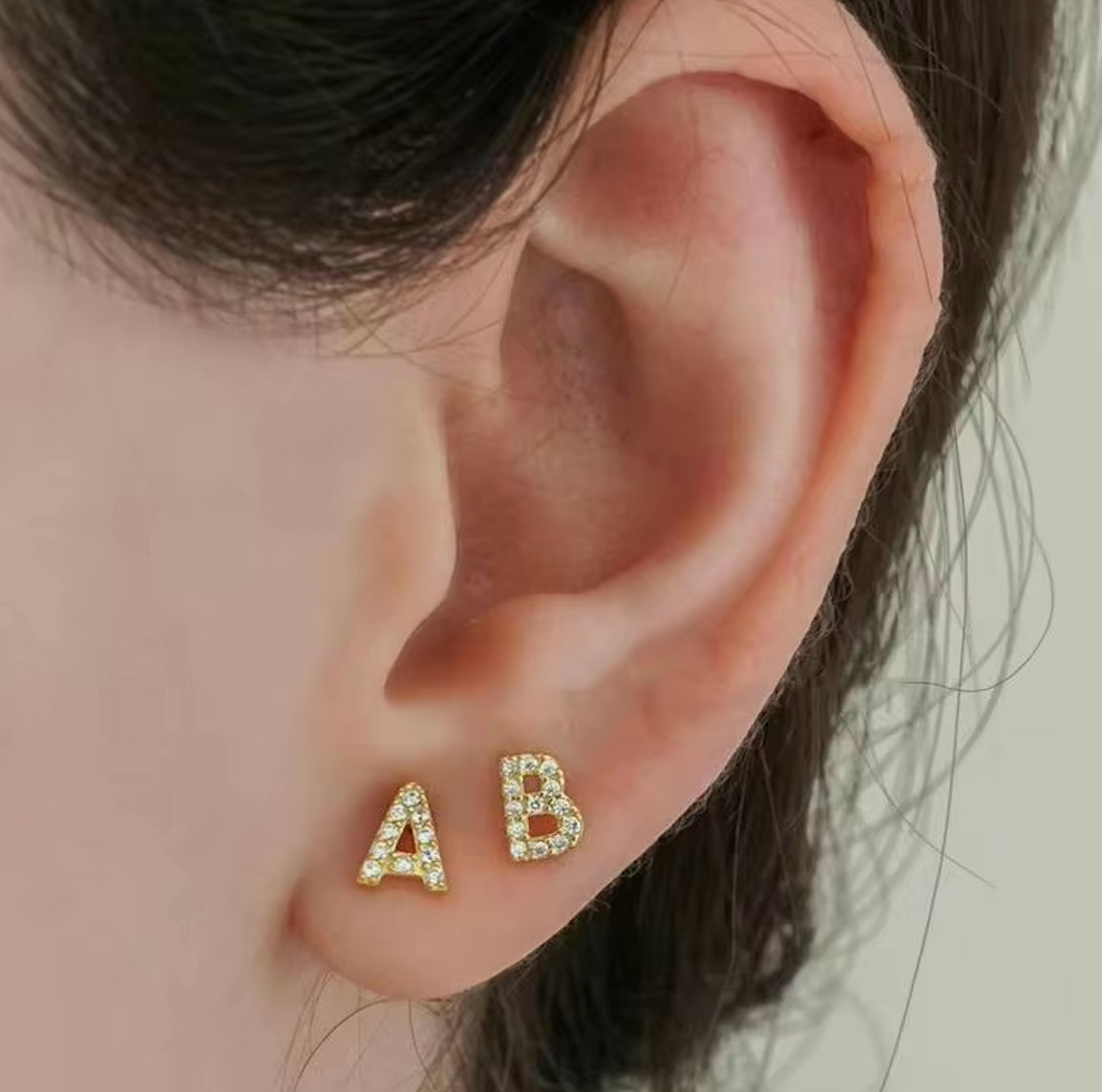 Crystal Initial Studs