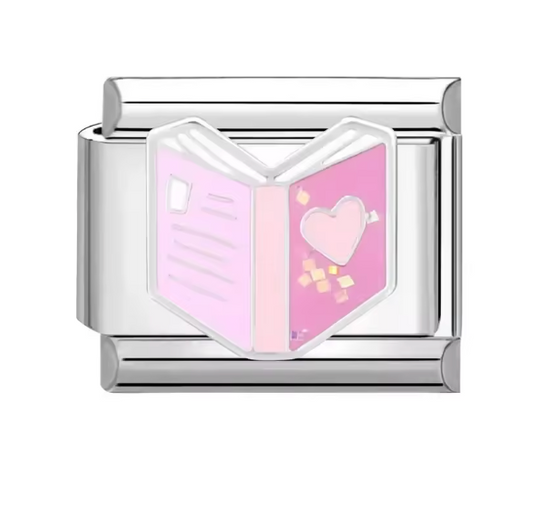 Pink Open Book Charm