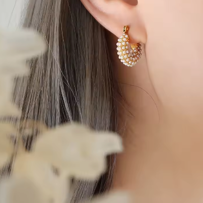 Small Pearl Hoops