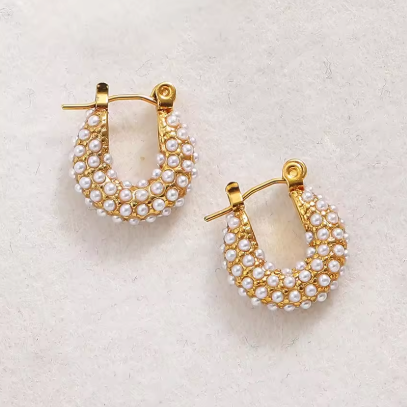 Small Pearl Hoops