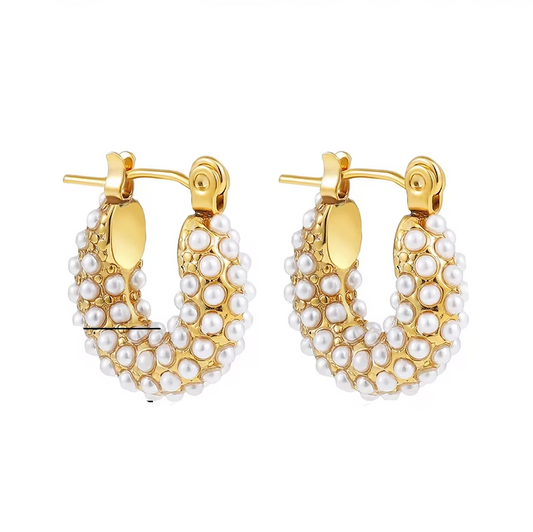 Small Pearl Hoops