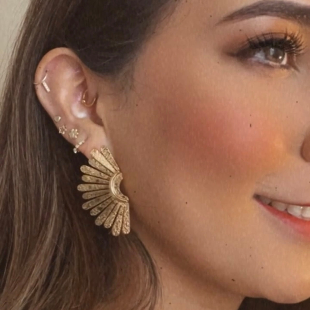 Golden Fan Earrings